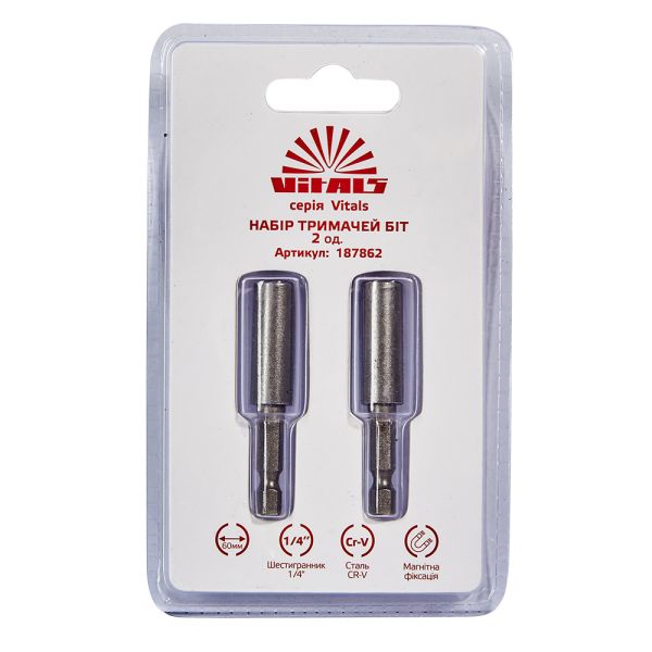 Держатель для бит магнитный 1/4"х60 мм, 2 шт. Vitals