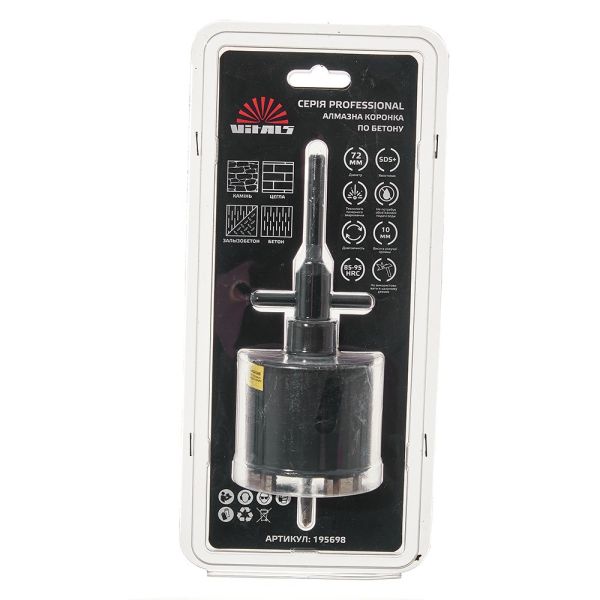 Комплект коронка алмазная по бетону Vitals Professional 72×110 мм М16 SDS-plus