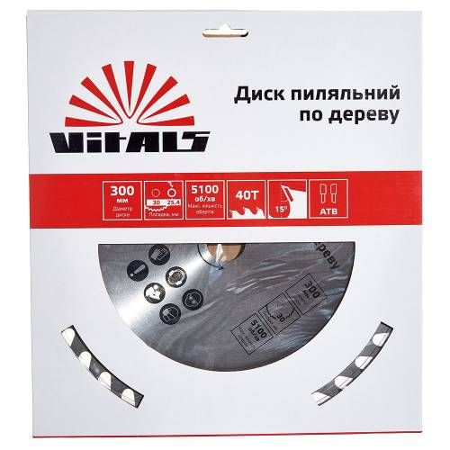 Диск пиляльний Vitals по дереву 300x30/25.4, ATB 40